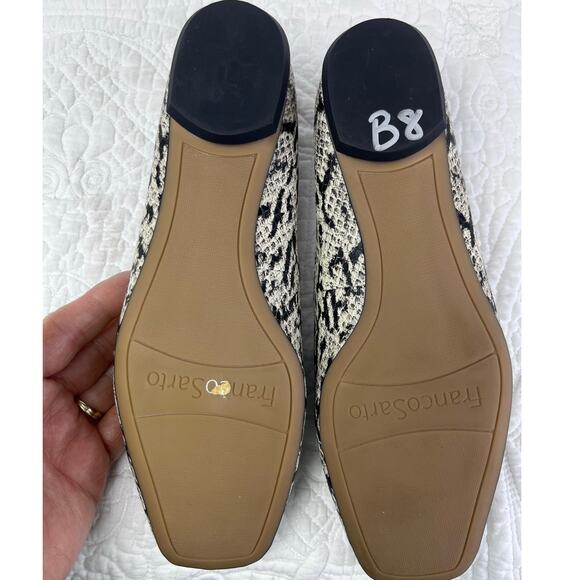 Franco Sarto Womens 7M Black/White Snake Skin Man Made Leather Slip On Shoe - Picture 10 of 10